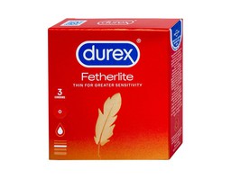 Bao cao su Durex Fetherlite thiết kế mỏng, kéo dài cuộc yêu (Hộp 3 cái)