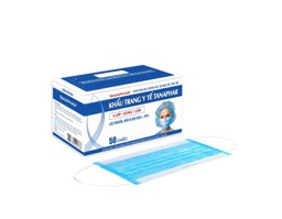 Khẩu trang TANA 4 lớp màu xanh ngăn giọt bắn và ngăn bụi (Hộp 50 chiếc)