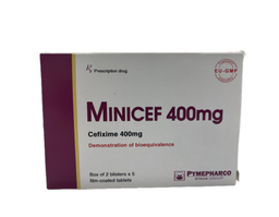 Thuốc Minicef 400 điều trị các bệnh nhiễm khuẩn do chủng nhạy cảm gây ra (Hộp 2 vỉ x 5 viên)