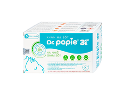 Khăn Dr Papie 3M0+ giúp hạ sốt cho bé  (Hộp 5 túi x 5 khăn)