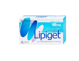 Thuốc Lipiget Tab 10mg điều trị tăng cholesterol máu ( hộp 1 vỉ x 10 ống )
