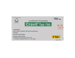 Thuốc Cravit Tab 750mg điều trị nhiễm khuẩn ( hộp 1 vỉ x 5 viên)