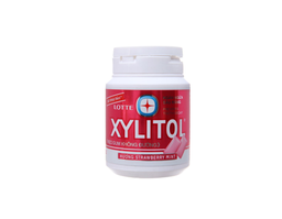 Kẹo gum không đường Lotte Xylitol cho hơi thở thơm mát, ngăn ngừa sâu răng  hương strawberry mint (Hũ 58g)