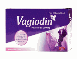 Viên đặt âm đạo Vagiodin giúp dự phòng và điều trị nhiễm khuẩn âm đạo (Hộp 2 vỉ x 5 viên)