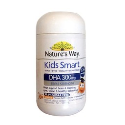 Viên nhai Kids Smart DHA 300mg Triple Strength Nature's Way hỗ trợ sức khỏe não bộ (50 viên)