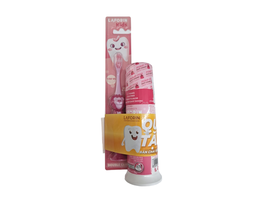 Combo bàn chải + kem đánh răng Laforin Kids hương đào 75g làm sạch răng cho trẻ
