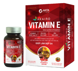 Viên uống Akairo Vitamin E Cap giúp chống oxy hóa, giảm lão hóa da (Hộp 1 lọ 30 viên)