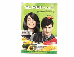 Dầu gội nhuộm tóc SuperNova màu đen không nặng mùi, dịu nhẹ với vitamin và thảo mộc thiên nhiên (Hộp 12 gói x 30ml)