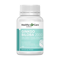 Viên uống Healthy Care Ginkgo Biloba 2000 giúp tăng cường tuần hoàn máu não (Lọ 100 viên)