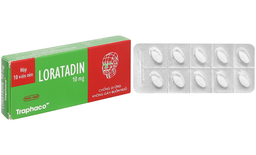 Thuốc Loratadin 10mg trị viêm mũi dị ứng, mày đay (Hộp 10 vỉ x 10 viên)