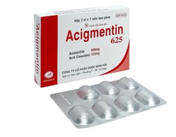 Thuốc Acigmentin 625 Minh Hải điều trị nhiễm khuẩn nặng đường hô hấp trên (2 vỉ * 7 viên)