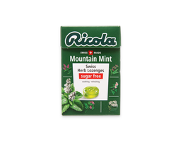 Kẹo ngậm không đường Ricola Mountain Mint giảm ho, thông cổ mát họng, giảm viêm họng (Hộp 40g)