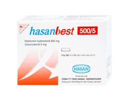 Thuốc Hasanbest 500/5 Hasan điều trị đái tháo đường tuýp 2 (Hộp 2 vỉ x 15 viên)