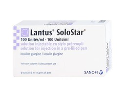Bút tiêm Lantus SoloStar 100 Units/ml điều trị đái tháo đường (Hộp 5 cây x 3ml)