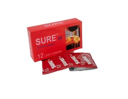 BCS Sure tăng cường bôi trơn, tránh thai Hộp 12 cái           