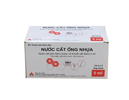 Nước cất ống nhựa 5ml CPC1 hòa tan, pha loãng các chế phẩm thuốc (Hộp 10 vỉ x 5 ống nhựa)