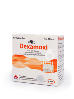 Thuốc nhỏ mắt Dexamoxi 0.4ml điều trị nhiễm khuẩn mắt (Hộp 4 vỉ x 5 ống)