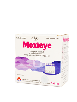 Thuốc nhỏ mắt Moxieye Eye 2mg/0.4ml điều trị nhiễm khuẩn mắt (Hộp 4 vỉ x 5 ống)