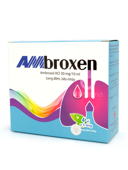 Thuốc Ambroxen 15mg/5ml giúp tiêu chất nhầy đường hô hấp (Hộp 4 vỉ x 5 ống)
