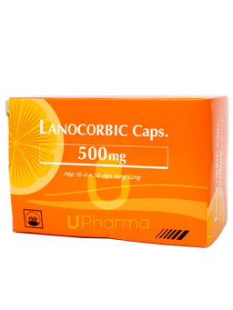 Thuốc Lanocorbic 500mg điều trị bệnh scorbut, tăng cường sức đề kháng trong các trường hợp thiếu vitamin C (Hộp 10 vỉ x 10 viên)