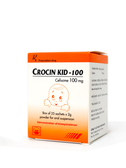 Thuốc Crocin Kid 100mg điều trị nhiễm khuẩn do những chủng vi khuẩn nhạy cảm (Hộp 25 gói)