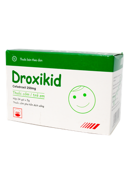 Thuốc Droxikid 250mg trị nhiễm khuẩn tiết niệu, nhiễm khuẩn hô hấp, nhiễm khuẩn xương khớp, nhiễm khuẩn da và mô mềm (Hộp 24 gói)