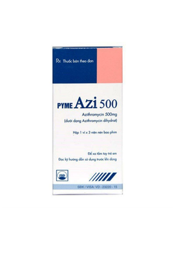 Thuốc Pyme Azi 500mg điều trị các bệnh nhiễm trùng mức độ nhẹ đến trung bình do các vi khuẩn nhạy cảm (Hộp 1 vỉ x 6 viên)