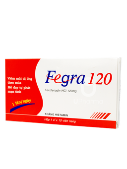 Thuốc Fegra 120 trị viêm mũi dị ứng, mày đay (Hộp 1 vỉ x 10 viên)