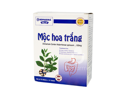 Thuốc Mộc hoa trắng Tab 100mg HD điều trị tiêu chảy, lỵ amip (Hộp 10 vỉ x 10 viên)