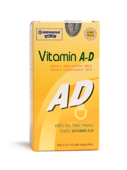 Viên uống Vitamin A-D dự phòng và điều trị các triệu chứng do thiếu Vitamin A-D (Hộp 5 vỉ x 10 viên)