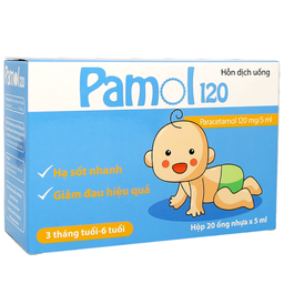 Hỗn dịch uống Pamol dùng hạ sốt, giảm đau cho bé nhanh chóng hiệu quả (4 vỉ x 5 ống x 5ml)