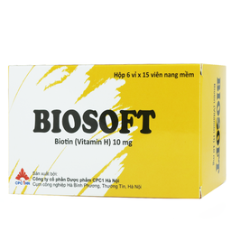 Biosoft điều trị rụng lông tóc, viêm da do tiết bã nhờn, các triệu chứng ở da do thiếu vitamin H (Hộp 6 vỉ x 15 viên)