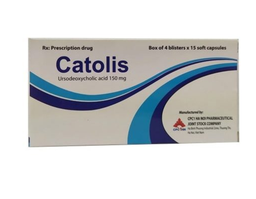 Thuốc Catolis 150mg điều trị sỏi mật từ nhỏ đến trung bình (Hộp 4 vỉ x 15 viên)