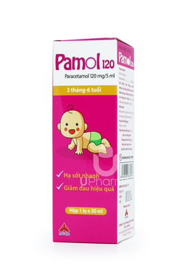 Hỗn dịch uống Pamol 120 dùng để giảm đau hạ sốt cho trẻ (lọ 30ml)