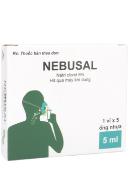 Dung dịch khí dung Nebusal 6% làm lỏng dịch tiết khí - phế quản (Hộp 1 vỉ x 5 ống)