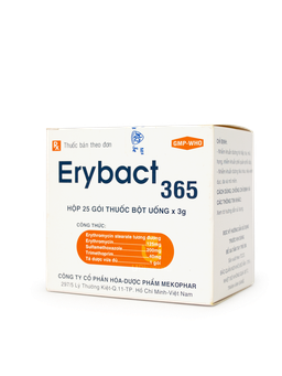 Thuốc Erybact 365 điều trị nhiễm khuẩn đường hô hấp, tiêu hóa, da và mô mềm (Hộp 25 gói)