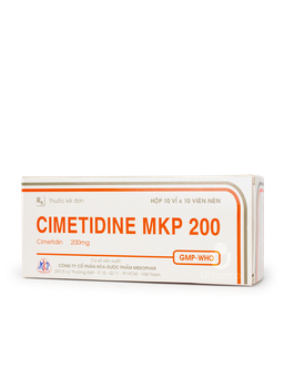 Cimetidine MKP 200mg điều trị ngắn hạn loét dạ dày, tá tràng (Hộp 10 vỉ x 10 viên)