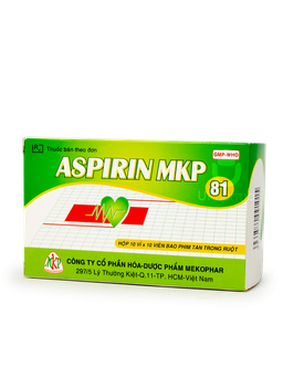 Thuốc Aspirin MKP 81 phòng ngừa nhồi máu cơ tim và đột quỵ (Hộp 10 vỉ x 10 viên)