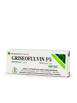 Kem bôi da Griseofulvin Cream 5% Mekophar điều trị các bệnh nấm ngoài da, tóc móng (Tuýp 10g)