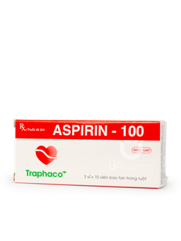 Thuốc Aspirin 100mg Traphaco phòng ngừa huyết khối, nhồi máu cơ tim (Hộp 3 vỉ x 10 viên)