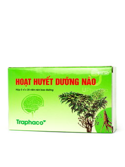 Viên uống Hoạt huyết dưỡng não Traphaco giúp phòng và điều trị các bệnh liên quan đến tiền đình, suy giả (Hộp 5 vỉ x 20 viên)m trí nhớ