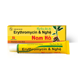 Kem bôi Erythromycin & Nghệ Nam Hà kháng khuẩn, trị mụn, liền da (Hộp 1 tuýp 10g)