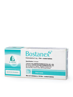 Thuốc Bostanex 5mg điều trị viêm mũi dị ứng, mày đay (Hộp 3 vỉ x 10 viên)