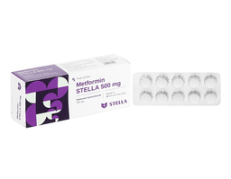 Thuốc Metformin STELLA 500mg điều trị đái tháo đường type II không phụ thuộc Insulin (Hộp 3 vỉ x 10 viên)