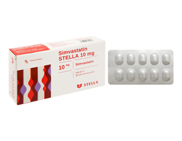Thuốc Simvastatin STELLA 10mg điều trị rối loạn lipid máu (Hộp 3 vỉ x 10 viên)