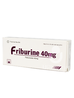 Thuốc Friburine 40mg trị tăng acid uric huyết trong bệnh gout mạn tính (Hộp 3 vỉ x 10 viên)