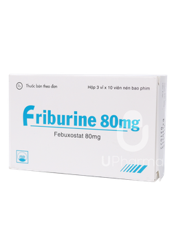 Thuốc Friburine 80mg trị tăng acid uric huyết ở bệnh nhân bị gout mạn tính (3 vỉ x 10 viên)