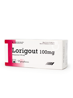Thuốc Lorigout 100mg điều trị bệnh gout (Hộp 10 vỉ x 10 viên)