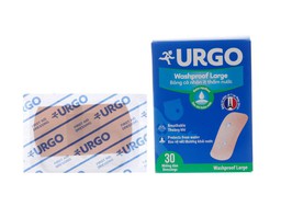 Băng cá nhân ít thấm nước Urgo Washproof Large bảo vệ vết thương (Hộp 30 miếng)