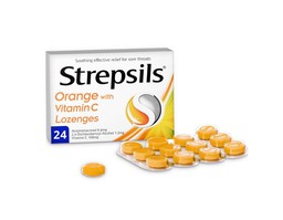 Viên ngậm Strepsils Orange With Vitamin C giảm đau họng (2 vỉ * 12 viên)